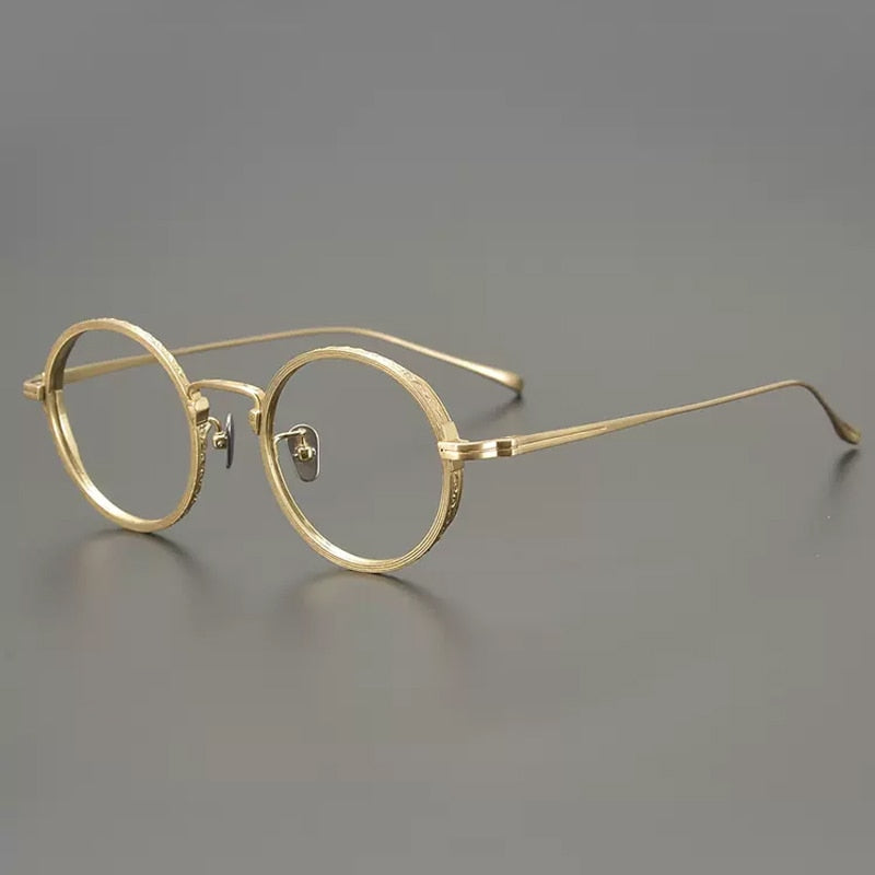 Saint Vintage Round Titanium Eyeglasses Frame Round Frames Southood Gold 