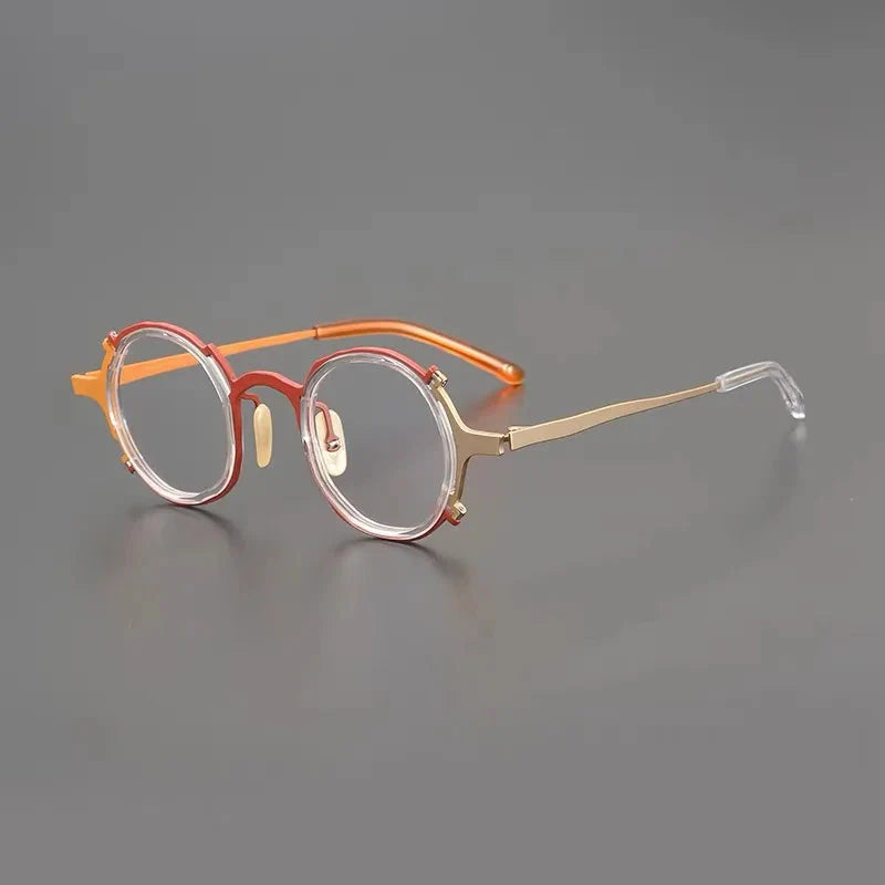 Shig Round Titanium Glasses Frame Round Frames Southood Gold 