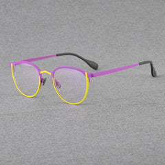 Shumac Titanium Round Glasses Frame Round Frames Southood Yellow Purple 