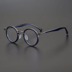 Tate Vintage Round Acetate Glasses Frame Round Frames Southood Gun Blue 
