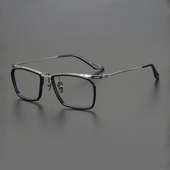 Tatum Vintage Square Titanium Glasses Frame Rectangle Frames Southood Black Gun 