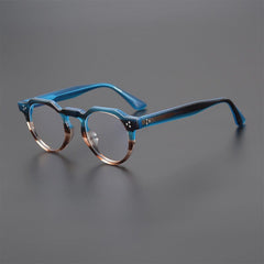Tryp Vintage Acetate Glasses Frame Round Frames Southood Blue Brown Stripe 