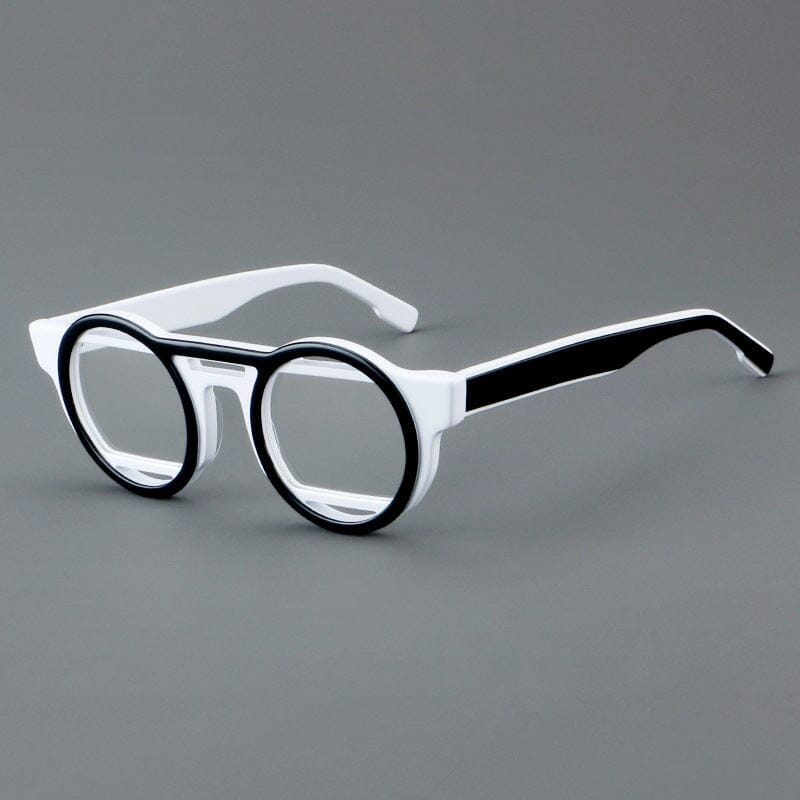 Umi Acetate Round Retro Glasses Frame Round Frames Southood White Black 