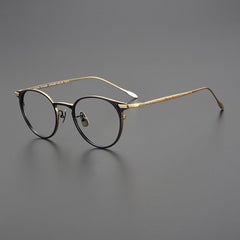 Zeke Vintage Titanium Glasses Frame Round Frames Southood Black gold 
