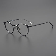 Zeke Vintage Titanium Glasses Frame Round Frames Southood Black silver 